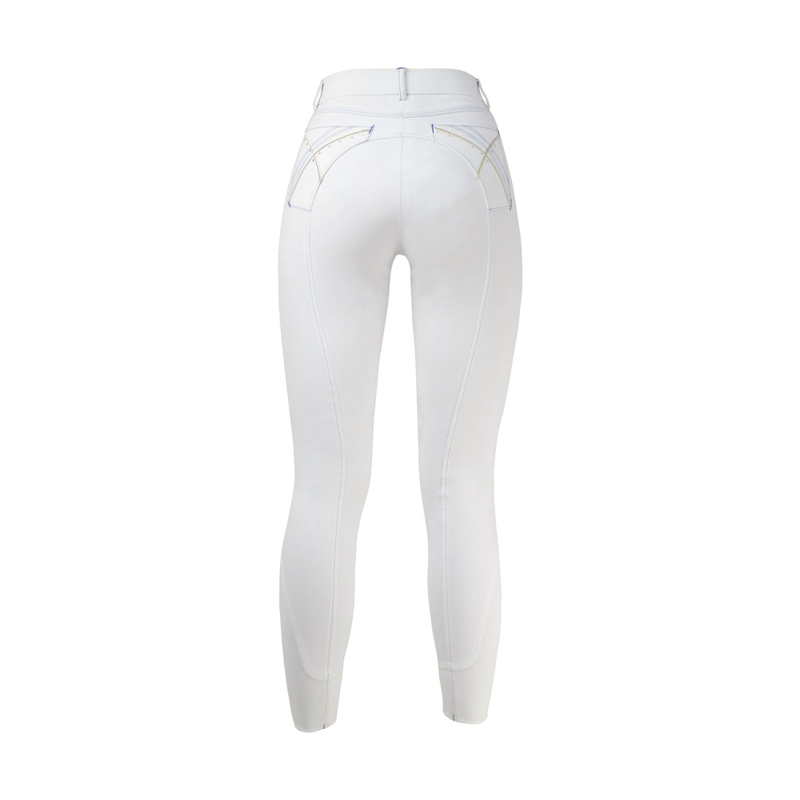Hy Equestrian Olympian Ladies Breeches - Artic White/Royal Blue-2